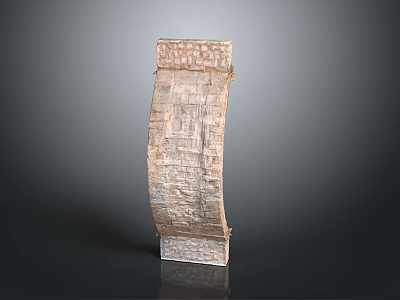 Curved Stone Architectural Structure With Textured Surface And Unique Arched Design Elements 3d model