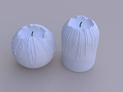 White Decorative Candle Lamps With Spherical And Cylindrical Dripping Wax Effect 3d model