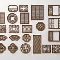 New Chinese-style openwork window openwork window retro window grilles pane openwork window 3d model