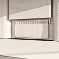 Modern Minimalist Interior With Wall Mounted White Radiator In Light Filled Room