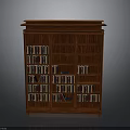 Classic Dark Brown Wooden Bookcase With Multiple Shelves Filled With Books