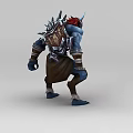 Inflatable Blue Skinned Horned Warrior Character With Red Hair And Armor