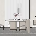 Light Luxury Dining Table and Chair Combination Dining Table and Chair Sideboard Combination 3d model