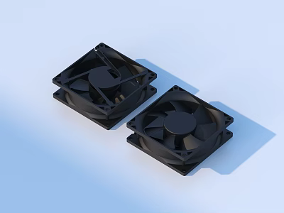 Two Black Square Household Cooling Fans For Efficient Home Use 3d model