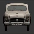 Vintage White and Red Classic Car with Retro Body Design and Shiny Finish