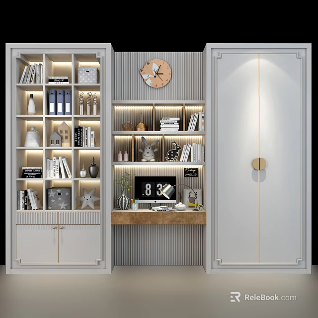 Modern Bookcase With Multi Layer Storage Shelves Books Decorative Items And Display Space 3d model