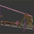 Ancient Wooden Catapult Siege Weapon With Ladder Wheels And Hanging Hook