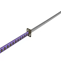 Decorative Weapon With Silver Blade And Purple Hilt Diamond Pattern Design