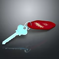 Light Blue Key With Red Keychain And Decorative Pattern For Everyday Household Use 3d model