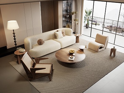 Modern sofa coffee table combination model