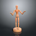 Game and Movie Character Design Reference Using Wooden Mannequin With Open Arms Standing Base