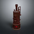 Rustic Vintage Metal Stove With Red Heating Elements For Domestic Use