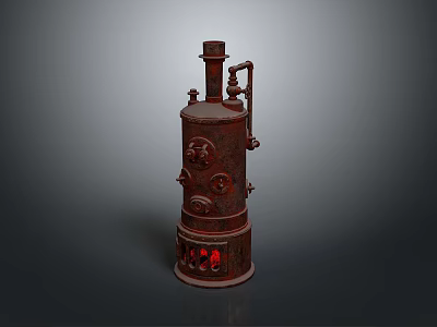 Rustic Vintage Metal Stove With Red Heating Elements For Domestic Use 3d model