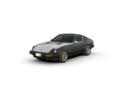 Black Classic Sports Car with Streamlined Body and Gold Alloy Wheels Vintage Style Exterior 3d model