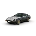 Black Classic Sports Car with Streamlined Body and Gold Alloy Wheels Vintage Style Exterior