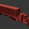 Yellow and Gray ICX Freight Truck with Red Cab and Cargo Trailer