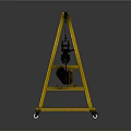 Yellow Mobile Gantry Crane Equipment with Wheels and Lifting Frame 3d model