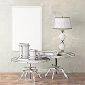 Rustic Round Coffee Tables With Wooden Top Metal Legs Decorative Lamp Books And Candle Holders