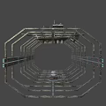 Space Station Frame Structure Floating In Starry Outer Space Background 3d model