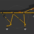 Medical Stretcher With Yellow Metal Frame Blue Mattress And Mobile Wheels