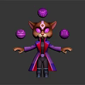 3D Feline Character With Floating Purple Spheres Purple Coat And Pink Accents In Magical Design