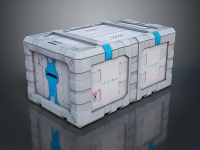 Household Storage Organizer Box Gray With Blue Accents And Durable Design 3d model