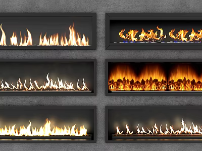 Modern Fireplace Collection With Various Flame Effects And Burning Patterns 3d model