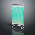 Mobile Medical Partition Screen With Green Fabric And Metal Frame