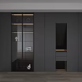 Sleek Modern Gray Wardrobe With Glass Doors Open Compartment Drawers And Layered Interior