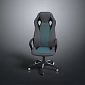 Ergonomic Modern Gaming Chair With Gray Teal Upholstery Breathable Holes And Wheels