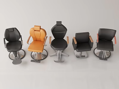 Five Different Colored Modern Massage Chairs With Swivel Base And Comfortable Seats 3d model