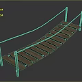 Rustic Wooden Footbridge With Simple Design Planks Posts And Rope Railings