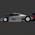 Marchin Racing VAV Shell Sponsored White Racing Car With Rear Wing And Red Blue Stripes