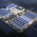 Large Modern Industrial Factory Complex With Multiple Buildings And Green Surroundings 3d model