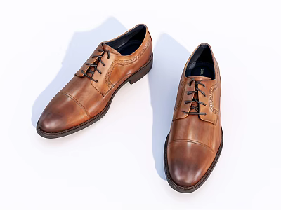 Brown Leather Lace Up Shoes Classic Formal Elegant Footwear Design For Men 3d model