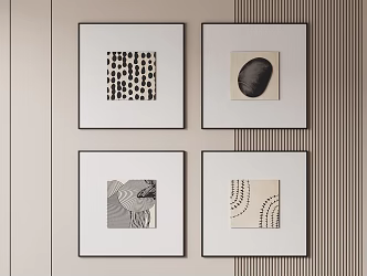 Retro Black and White Hanging Painting 3d model