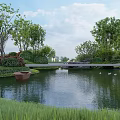 Waterfront Landscape Design With Scenic Lakeside Islands Lush Greenery And Walking Paths