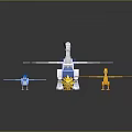 White And Blue Winged Character With Small Blue Winged Yellow Lightning And Orange Flame Creatures
