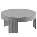 Round Dining Table With Patterned Wooden Top And Black Silver Metal Legs 3d model