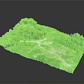 Lush Green Vegetation In 3D Terrain Model With Natural Landscape Elements 3d model