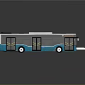 Modern Blue And White Electric Bus With Side Doors And Roof Vents