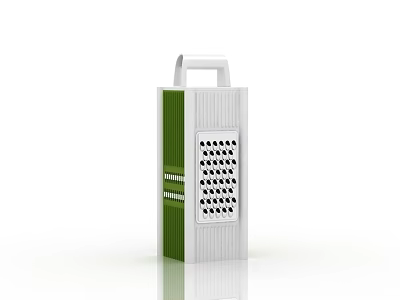 Practical White And Green Kitchen Grater With Handle And Perforated Surface For Efficient Food Preparation 3d model