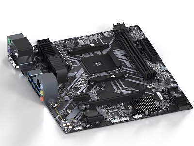 Industrial Equipment High Performance Motherboard Featuring Advanced Circuitry And Component Slots 3d model