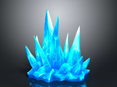Blue Ice Crystal Structure With Sharp Projections And Glowing Blue Surface 3d model