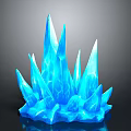 Blue Ice Crystal Structure With Sharp Projections And Glowing Blue Surface
