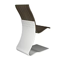 Modern Sleek Single Chair with Wooden Backrest Seat and Metal Curved Base Design