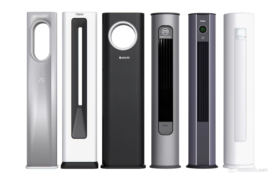 Sleek Modern Tower Air Conditioner Fans With Various Designs And Colors 3d model 