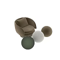 Modern Beige Velvet Single Sofa With Curved Armrests Round Metal Base And Cushion