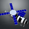Satellite Equipment Featuring Blue Solar Panels Black White Main Body And Antenna