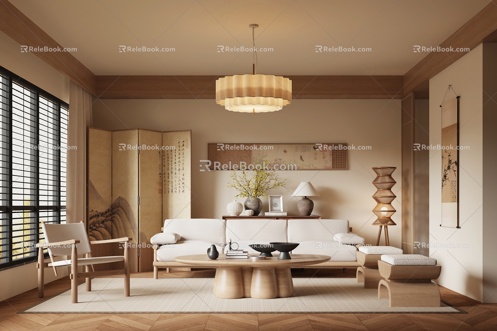 New Chinese Style Song Style Living Room 3d model